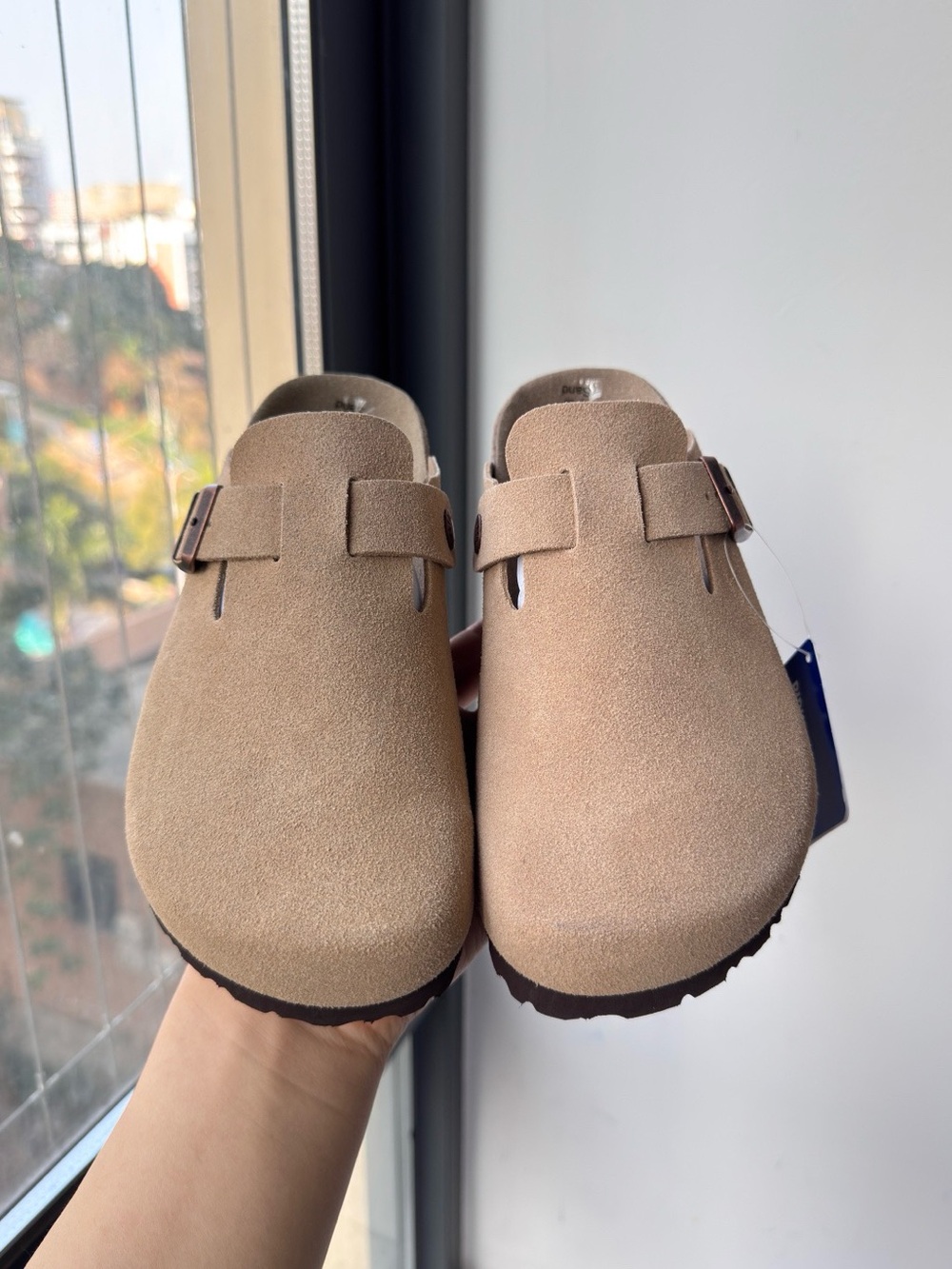 Birkenstock Boston taupe suede mule clogs - Picture 2 of 5